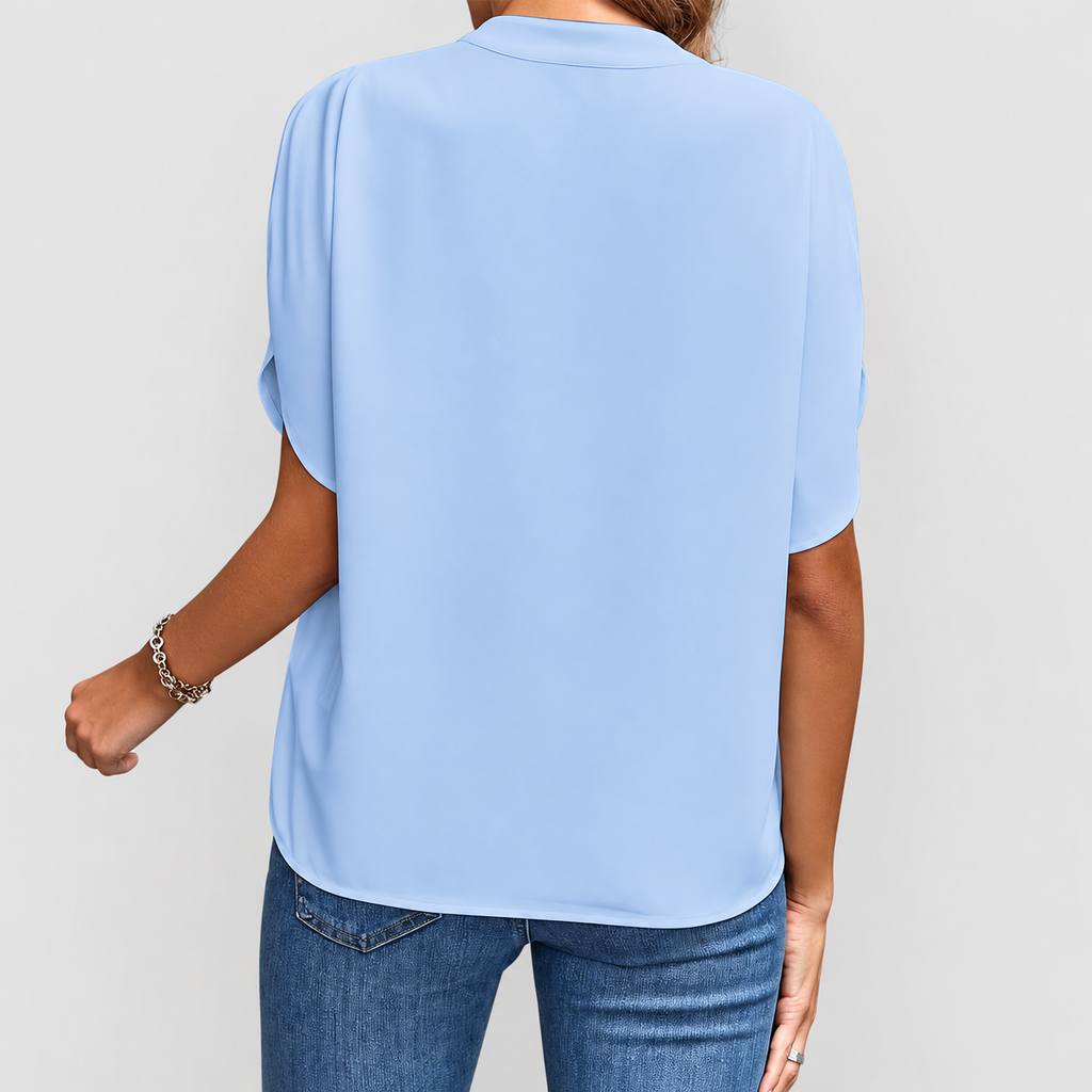 Claudina | Women’s Notched-Neck Split-Sleeve Blouse — product detail 13