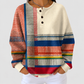 Cora | Women’s Colourblock Waffle-Knit Henley Sweater — product detail 1
