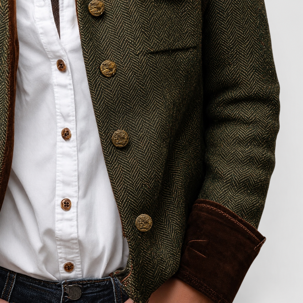 Cordelia | Women’s Tweed Jacket with Velvet Details — product detail 2