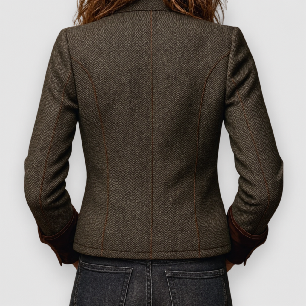Cordelia | Women’s Tweed Jacket with Velvet Details — product detail 4