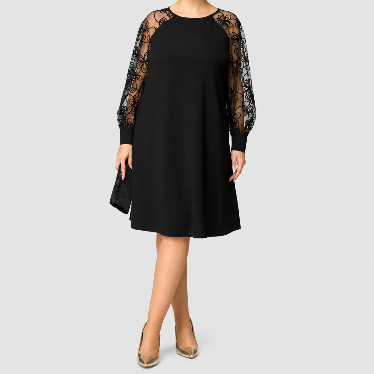 Corisande | Women’s Plus-Size Lace-Sleeve A-Line Midi Dress — product detail 2