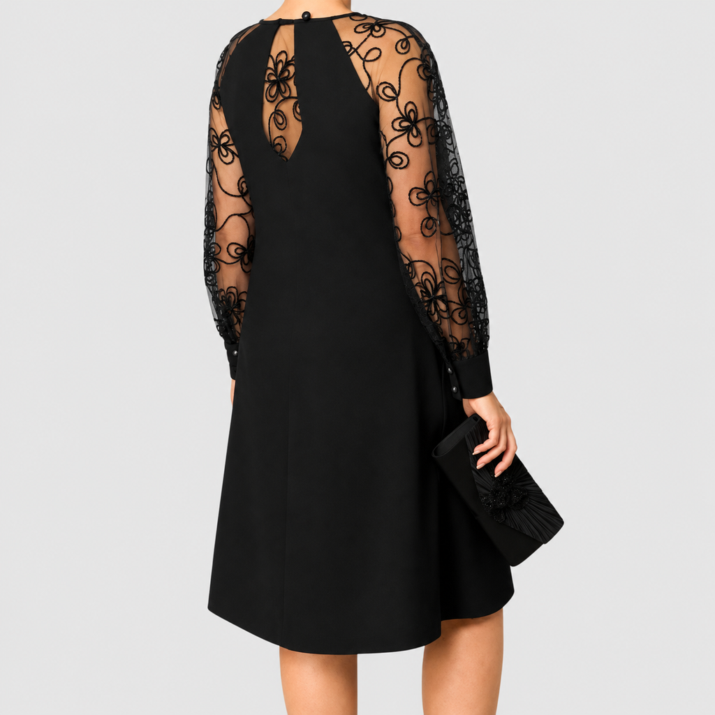 Corisande | Women’s Plus-Size Lace-Sleeve A-Line Midi Dress — product detail 3