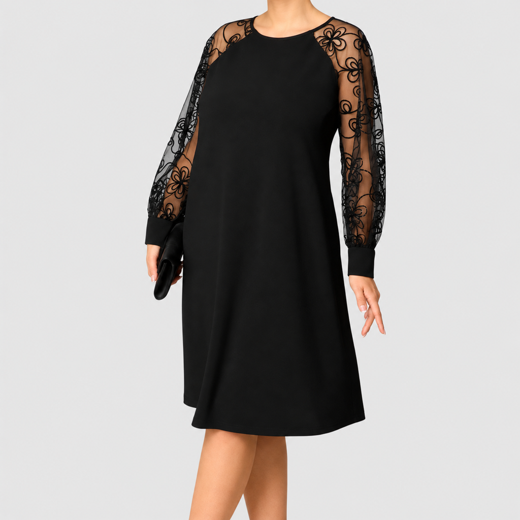 Corisande | Women’s Plus-Size Lace-Sleeve A-Line Midi Dress — product detail 4