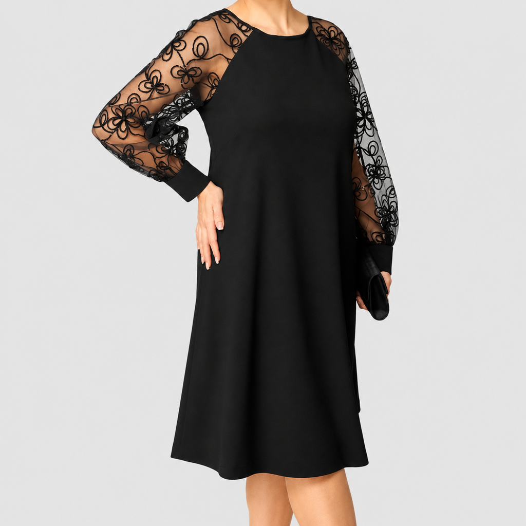 Corisande | Women’s Plus-Size Lace-Sleeve A-Line Midi Dress — product detail 5
