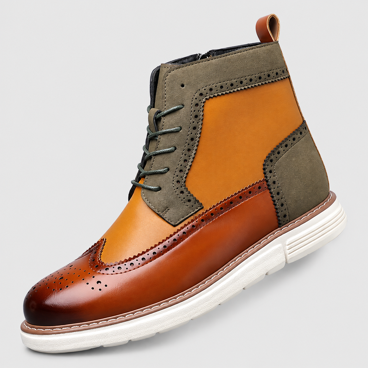 Cormac | Men’s Wingtip Lace-Up Ankle Boots — Brown