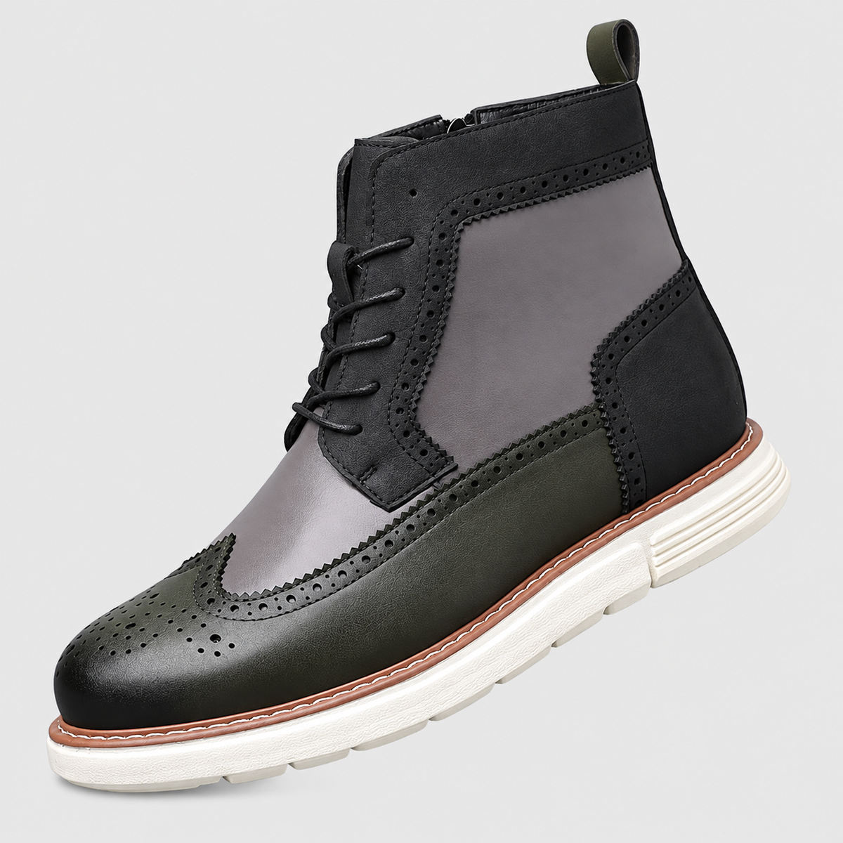 Cormac | Men’s Wingtip Lace-Up Ankle Boots — Green