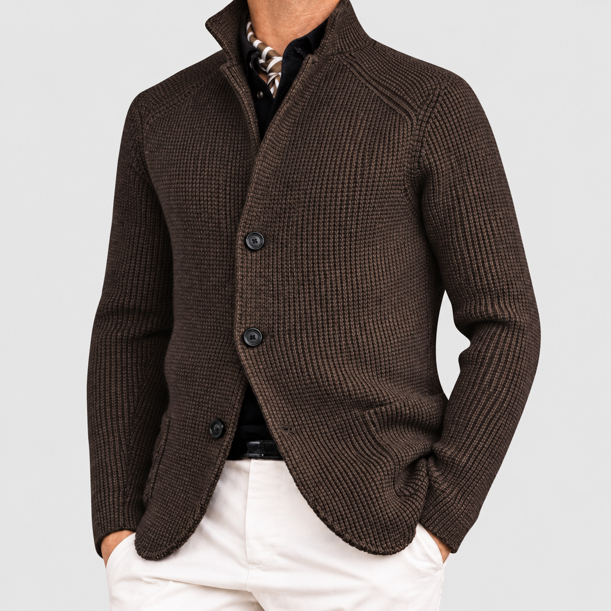 Corvin | Men’s Relaxed Button-Front Winter Coat — Brown