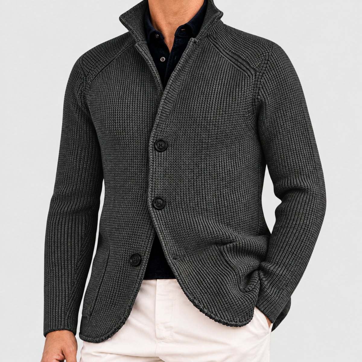 Corvin | Men’s Relaxed Button-Front Winter Coat — Grey
