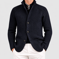 Corvin | Men’s Relaxed Button-Front Winter Coat — Navy Blue