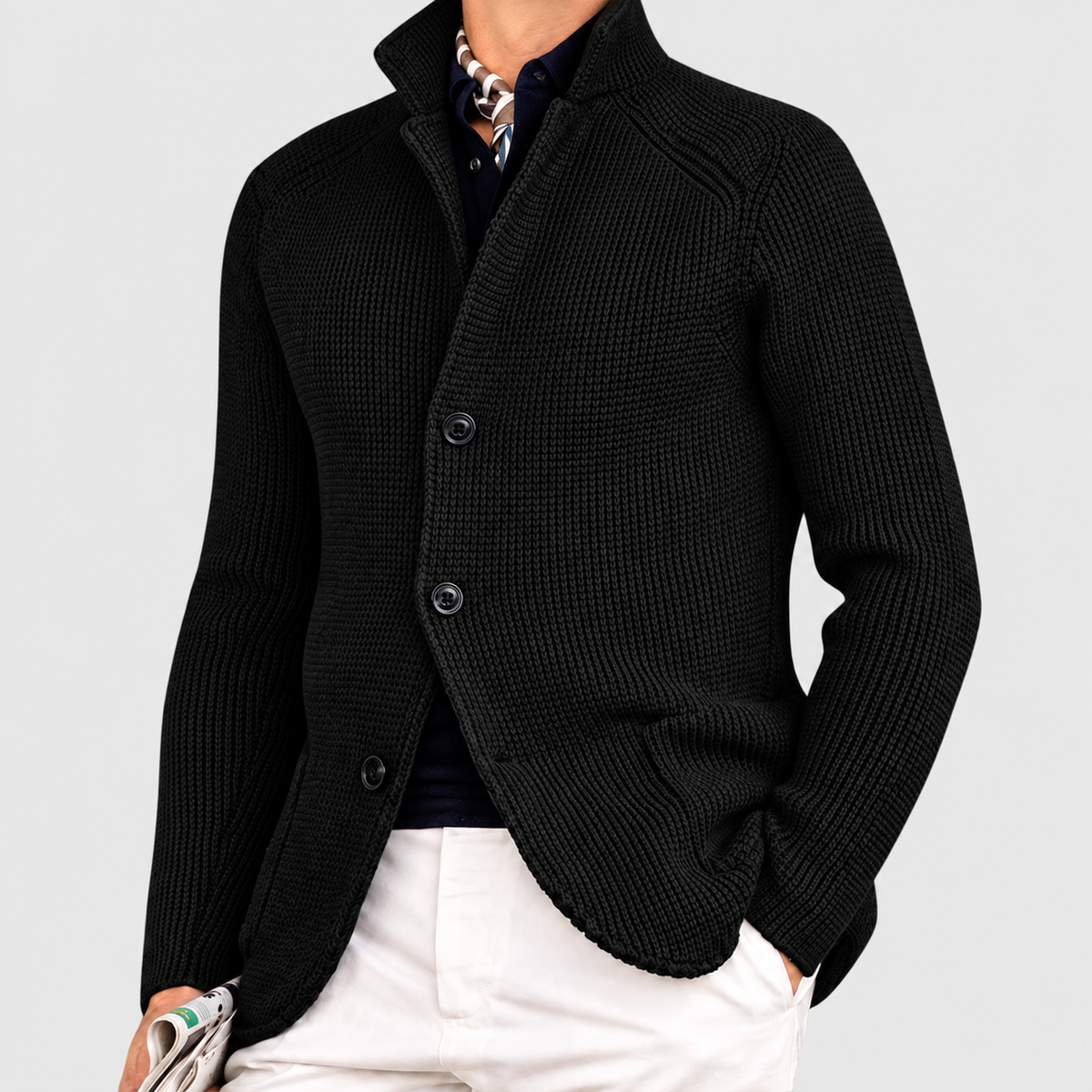 Corvin | Men’s Relaxed Button-Front Winter Coat — Black