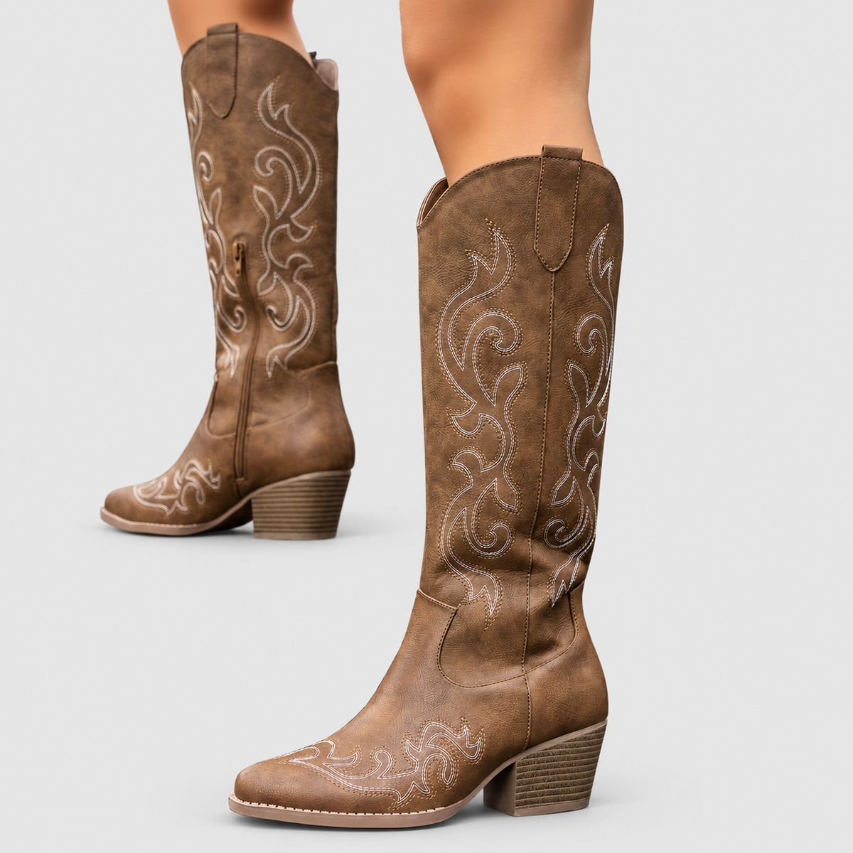 Cosima | Women’s Wide-Calf Western Cowboy Boots — Brown