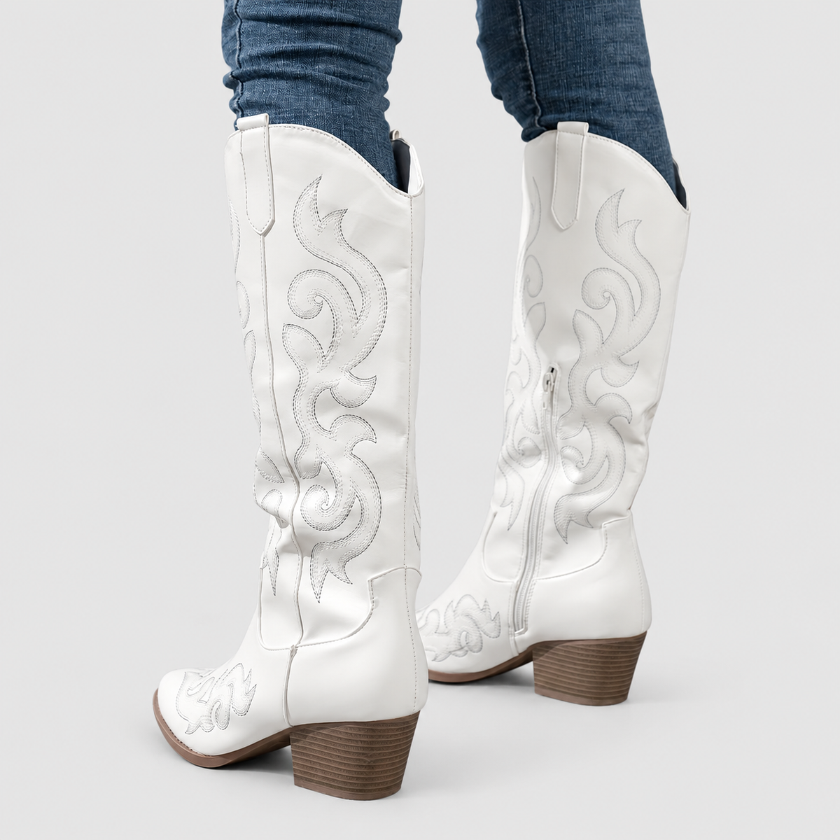 Cosima | Women’s Wide-Calf Western Cowboy Boots — White
