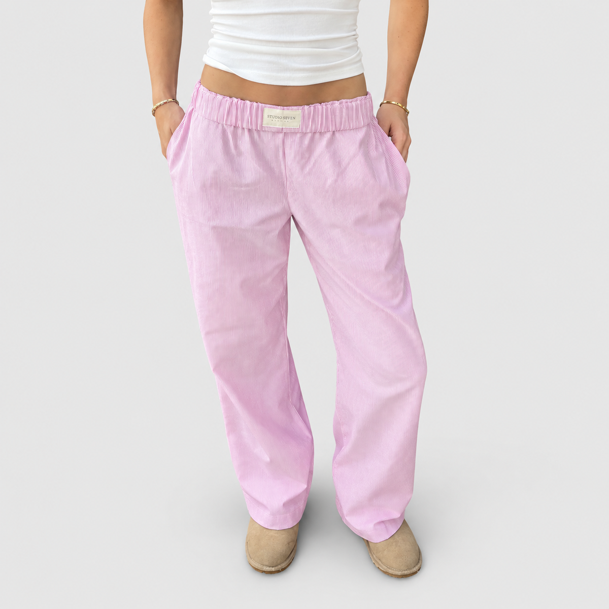 Cressida | Women’s Striped Lounge Sweatpants — Pink
