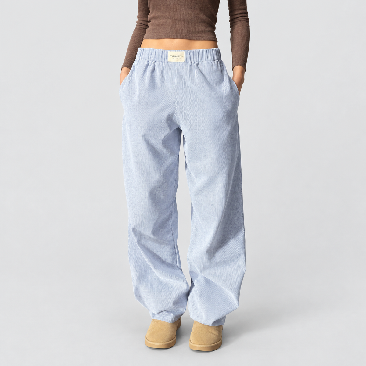 Cressida | Women’s Striped Lounge Sweatpants — Blue