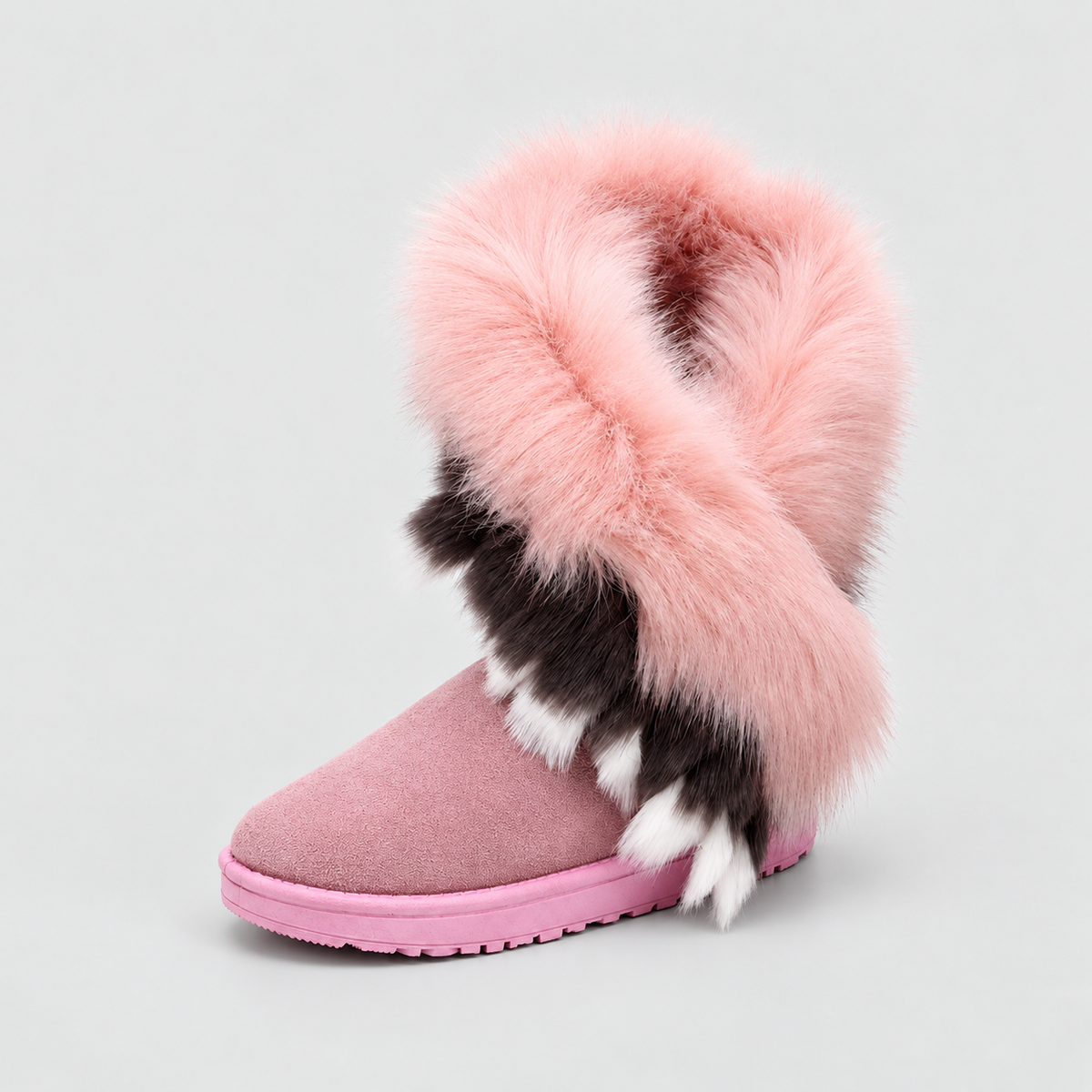 Dahlia | Women’s Fluffy Faux-Fur Winter Ankle Boots — Pink