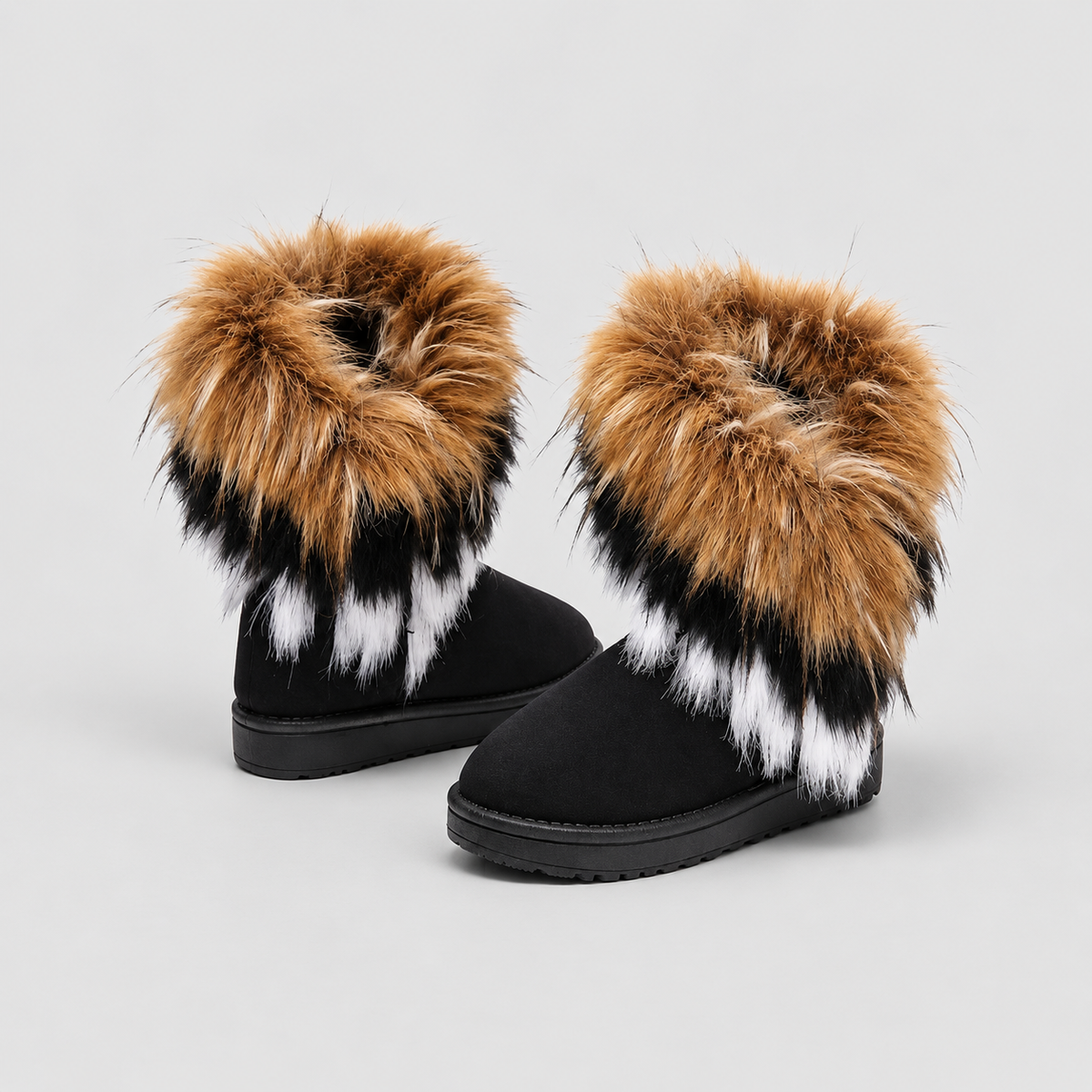 Dahlia | Women’s Fluffy Faux-Fur Winter Ankle Boots — Black