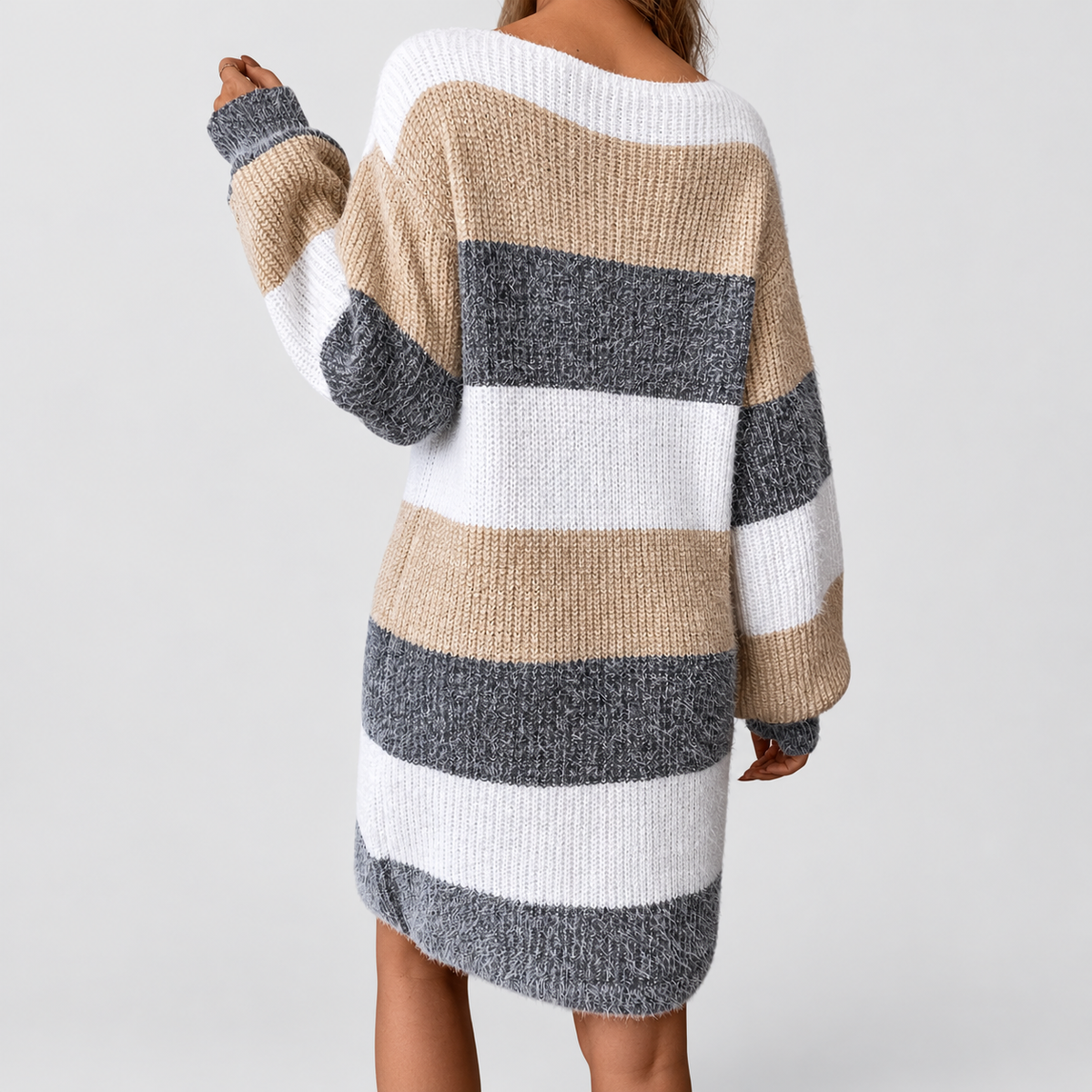 Davina | Women’s Striped Relaxed-Fit Knit Sweater Dress — product detail 2
