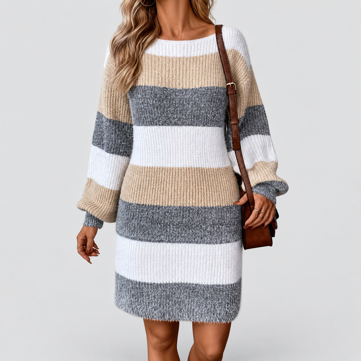 Davina | Women’s Striped Relaxed-Fit Knit Sweater Dress — product detail 5