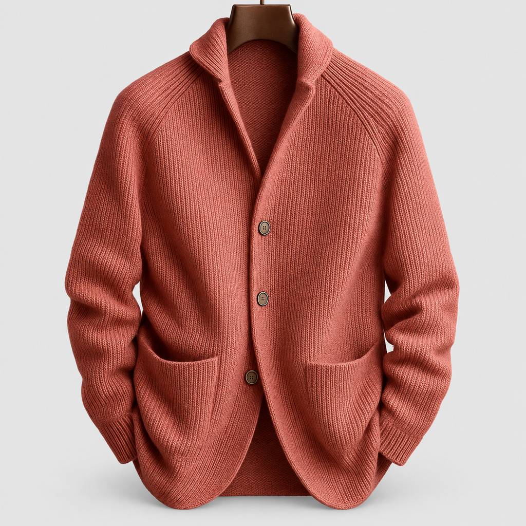 Declan | Men’s Lightweight Knit Cardigan — Pink