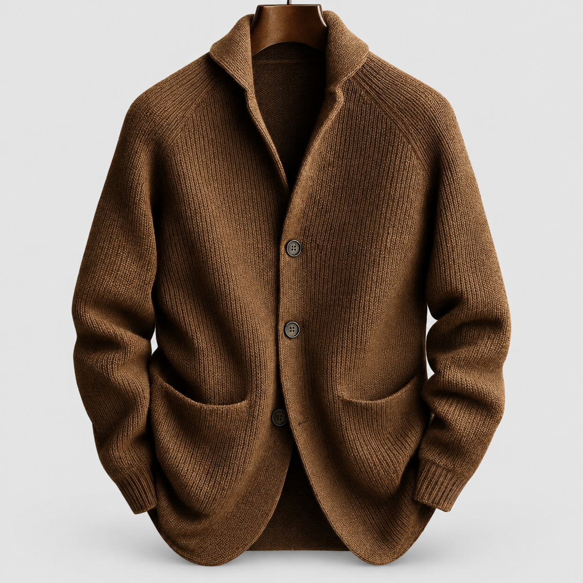 Declan | Men’s Lightweight Knit Cardigan — Brown