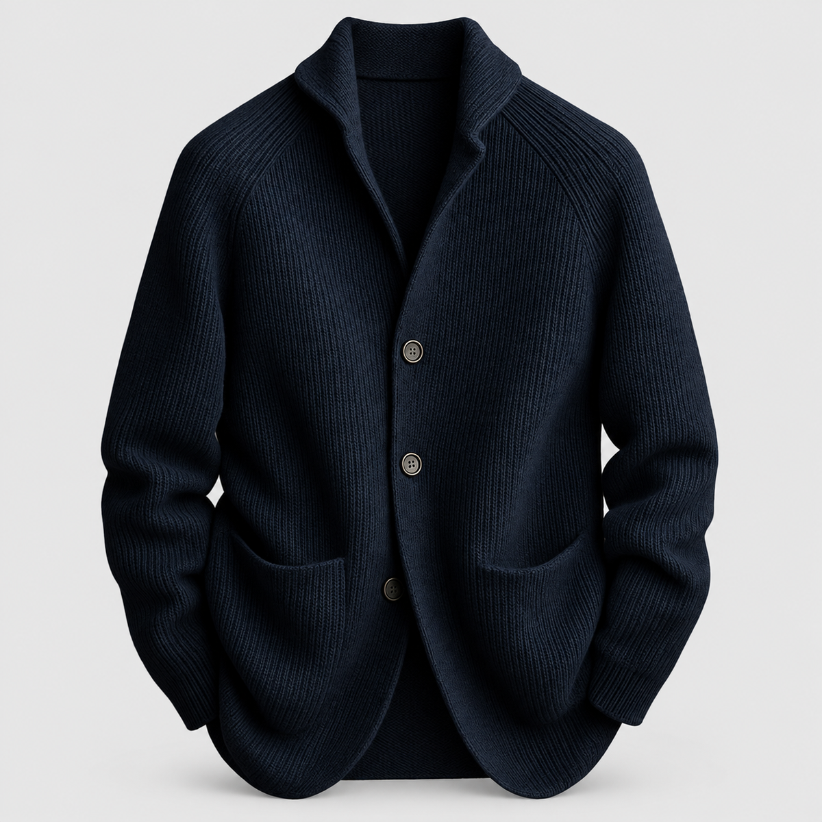 Declan | Men’s Lightweight Knit Cardigan — Dark Blue