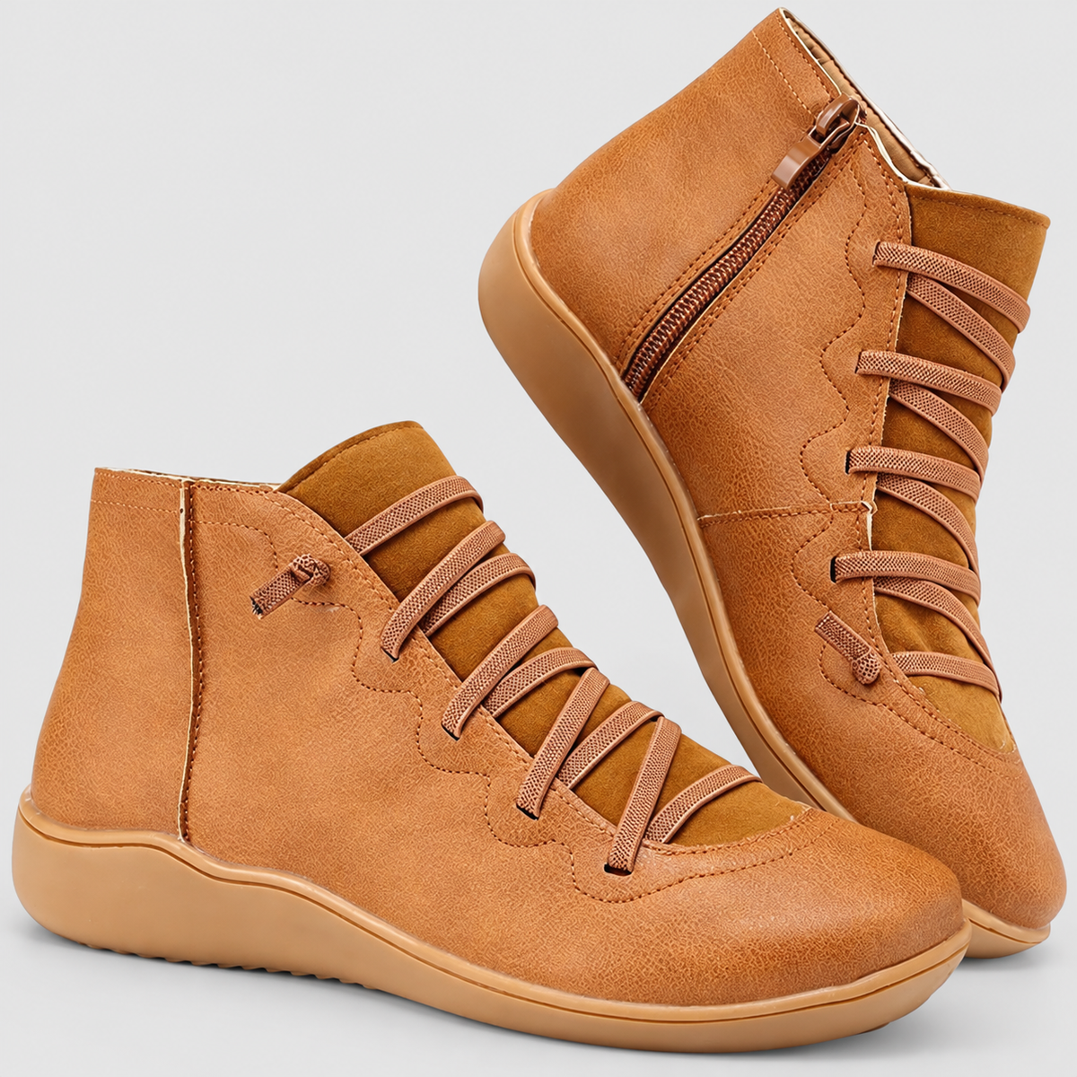 Delphine | Women’s Lace-Up Ankle Boots — Brown