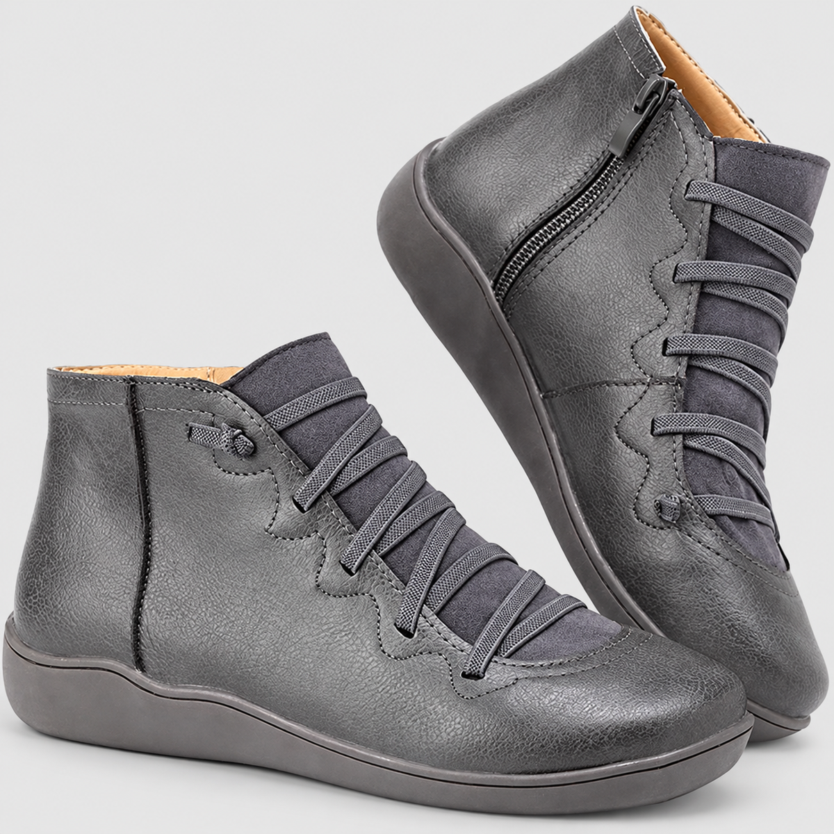 Delphine | Women’s Lace-Up Ankle Boots — Grey