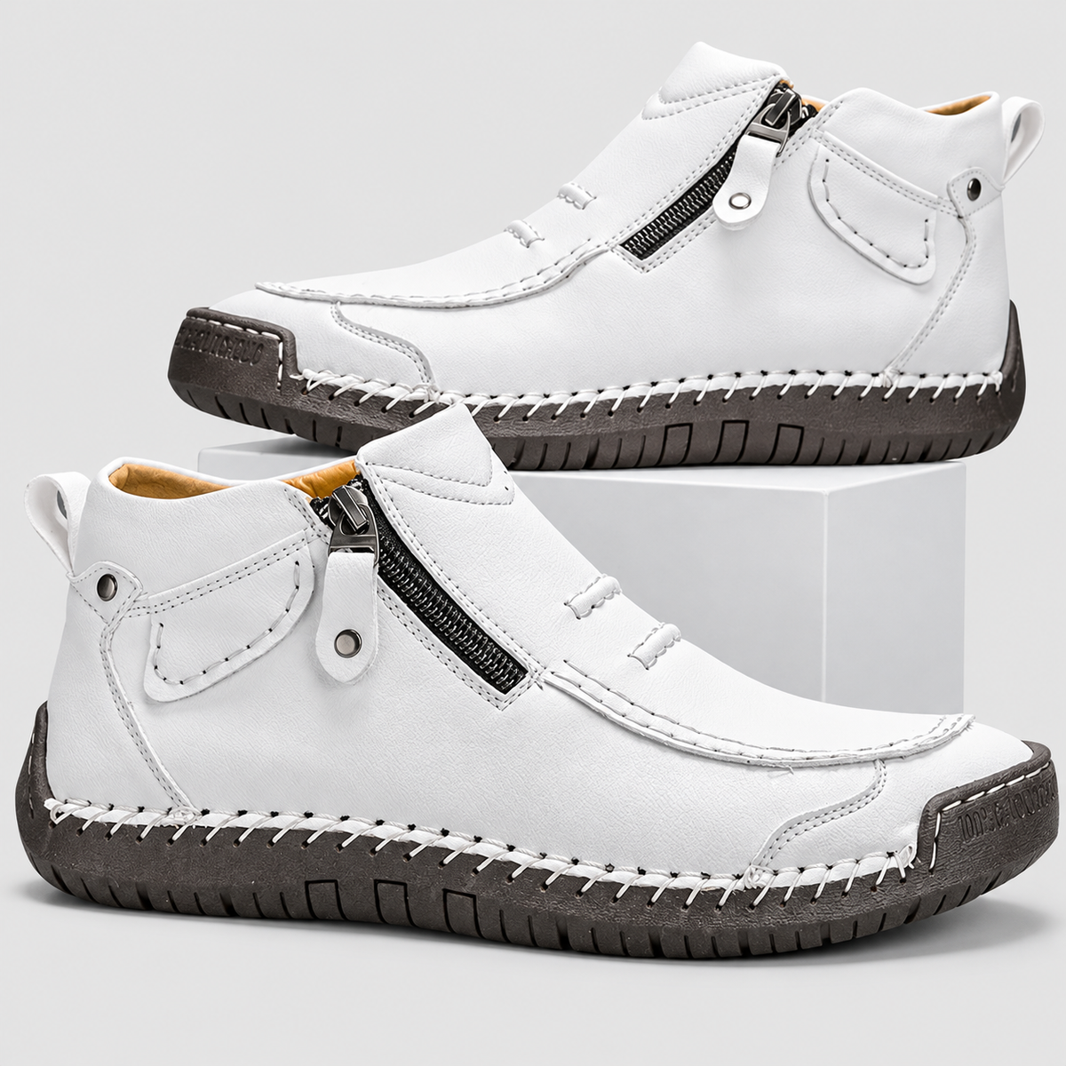 Dorian-James | Men’s Side-Zip Ankle Boots — White