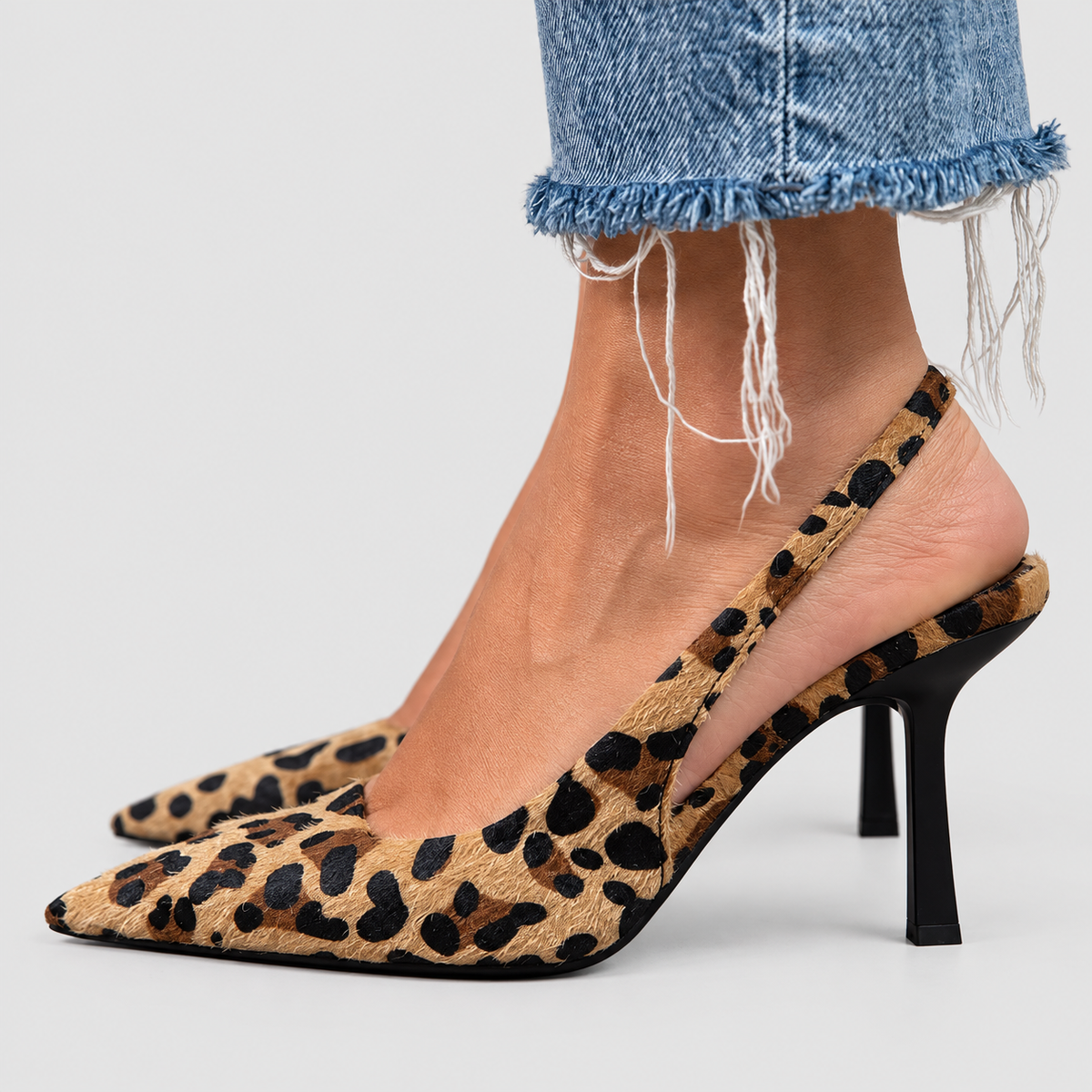 Dorothea-Claire | Women’s Leopard-Print Pointed-Toe Slingback Heels — Brown