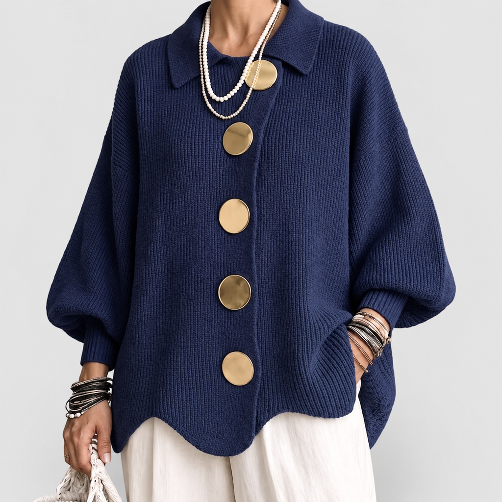 Dorothy | Women’s Oversized Collared Cardigan — Blue