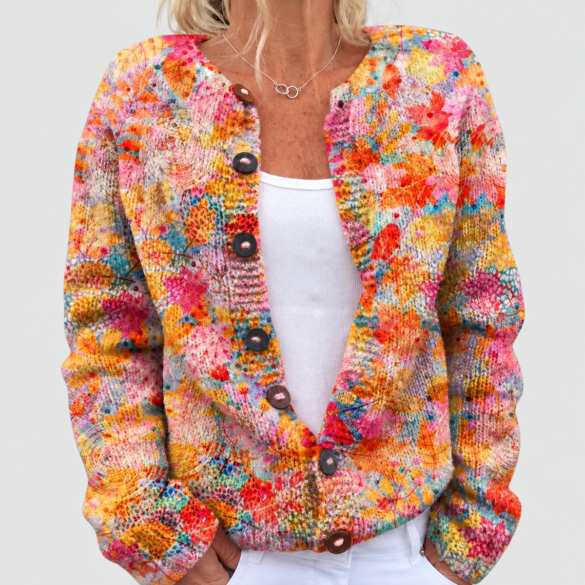 Dulcie | Women’s Floral-Print Button-Front Cardigan — Multicolour