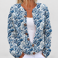 Dulcinea | Women’s Blue-and-White Floral Buttoned Cardigan — Blue/White