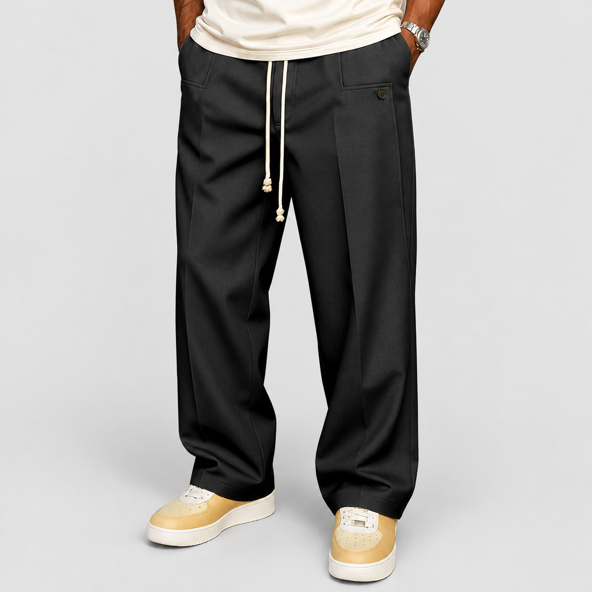Duncan | Men’s Relaxed Drawstring Pants — Black
