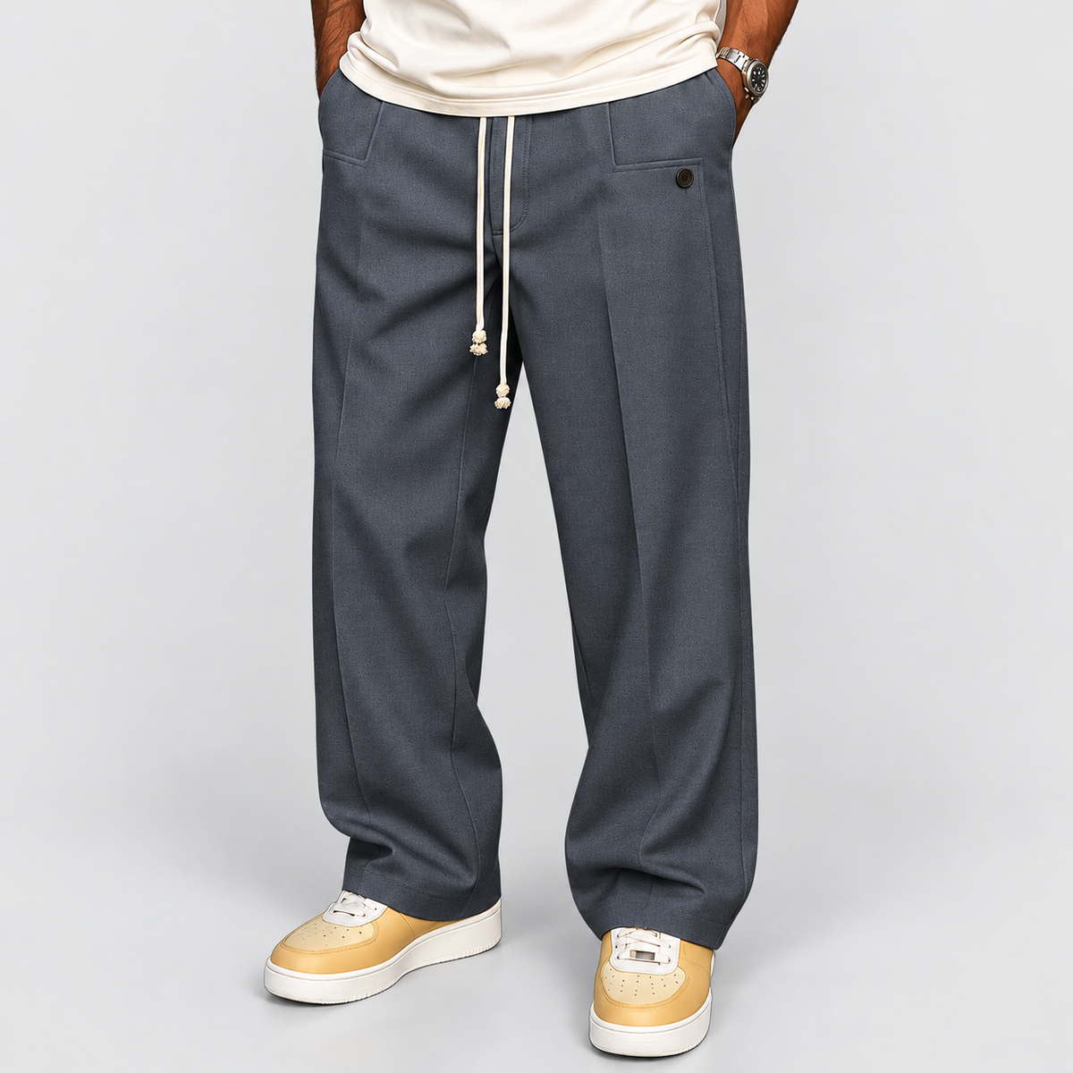 Duncan | Men’s Relaxed Drawstring Pants — Grey