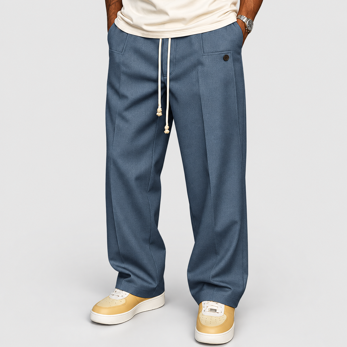 Duncan | Men’s Relaxed Drawstring Pants — Blue