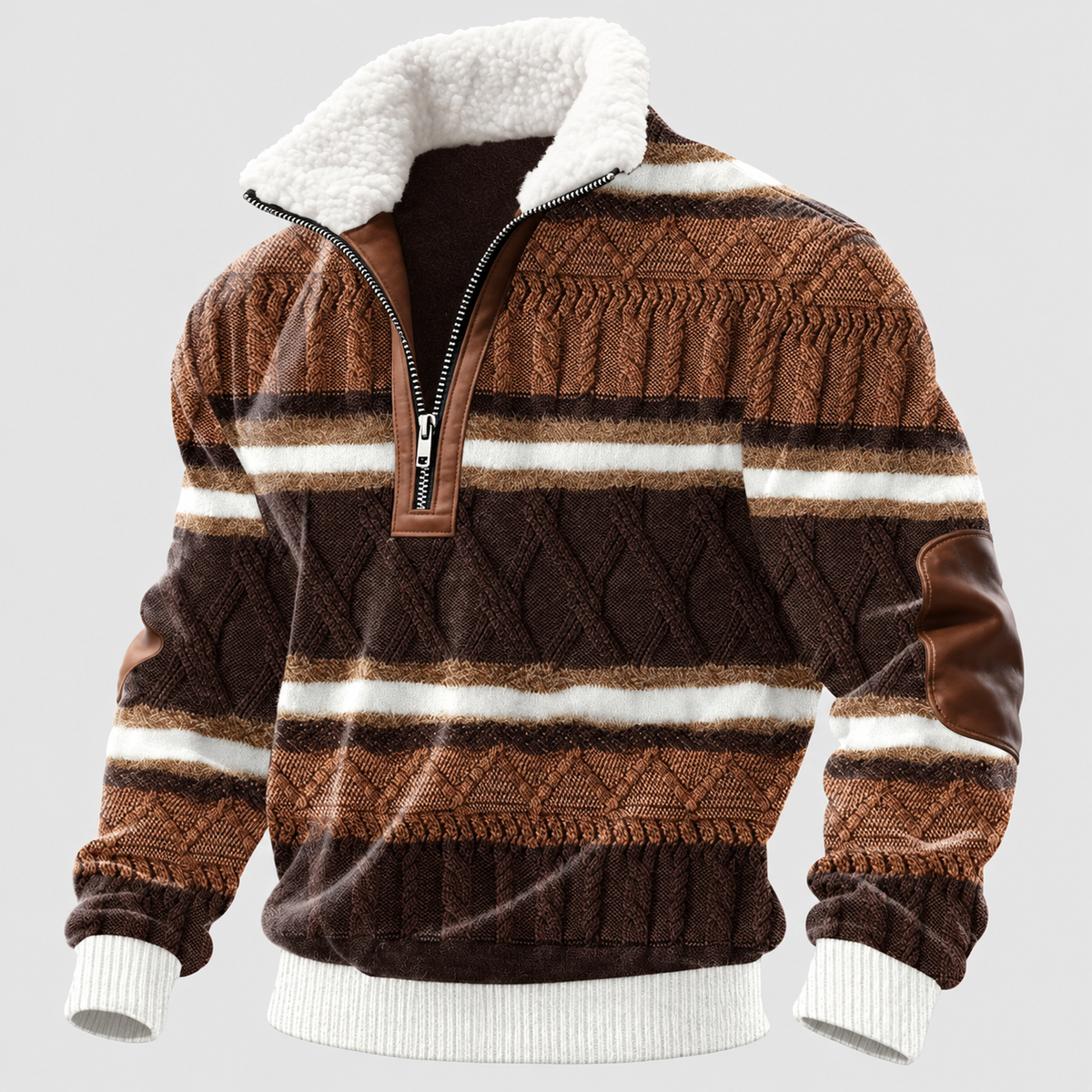 Edmund-James | Men’s Fleece-Collar Quarter-Zip Knit Sweater — S, M, L, XL, 2XL, 3XL, 4XL, 5XL