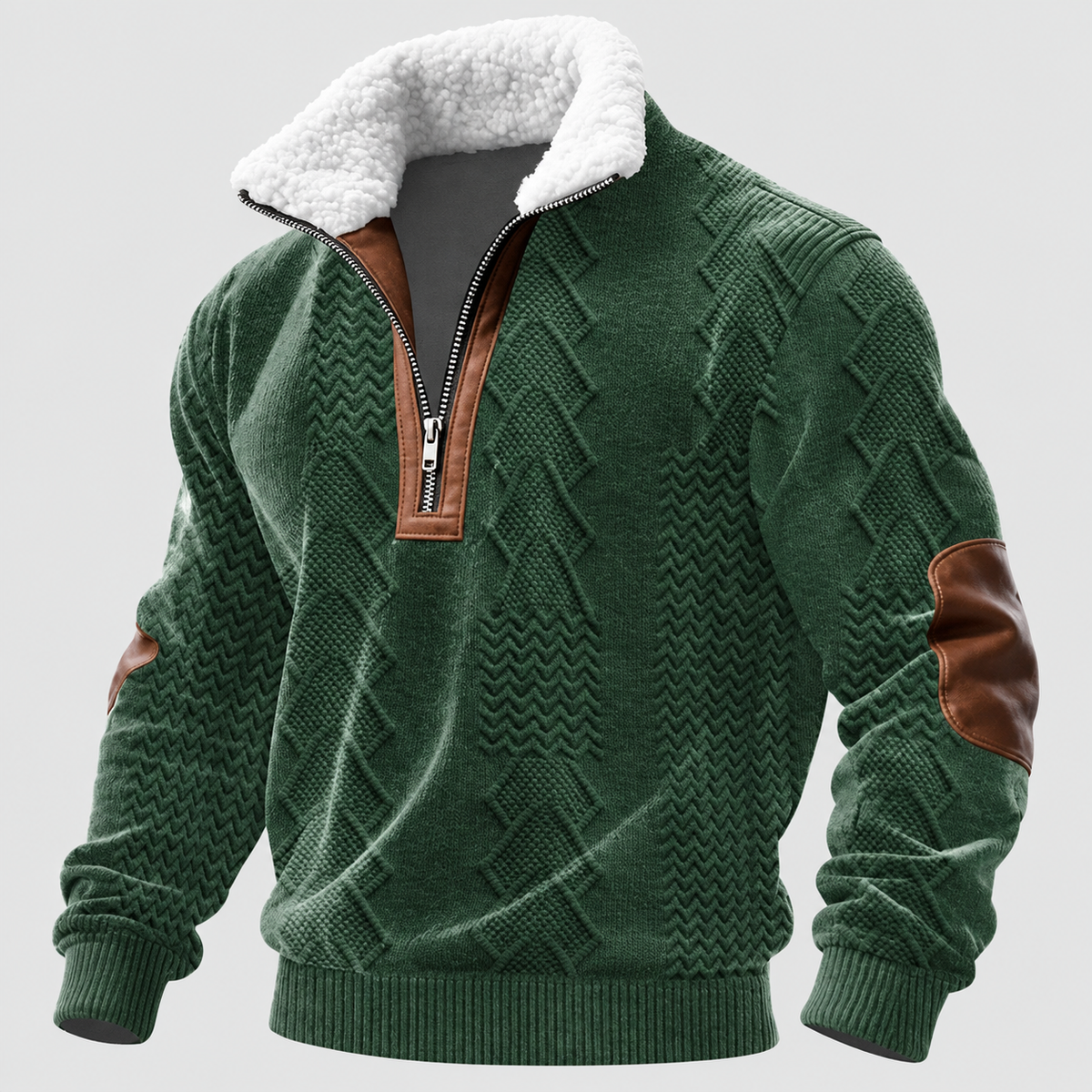 Edmund-James | Men’s Fleece-Collar Quarter-Zip Knit Sweater — S, M, L, XL, 2XL, 3XL, 4XL, 5XL