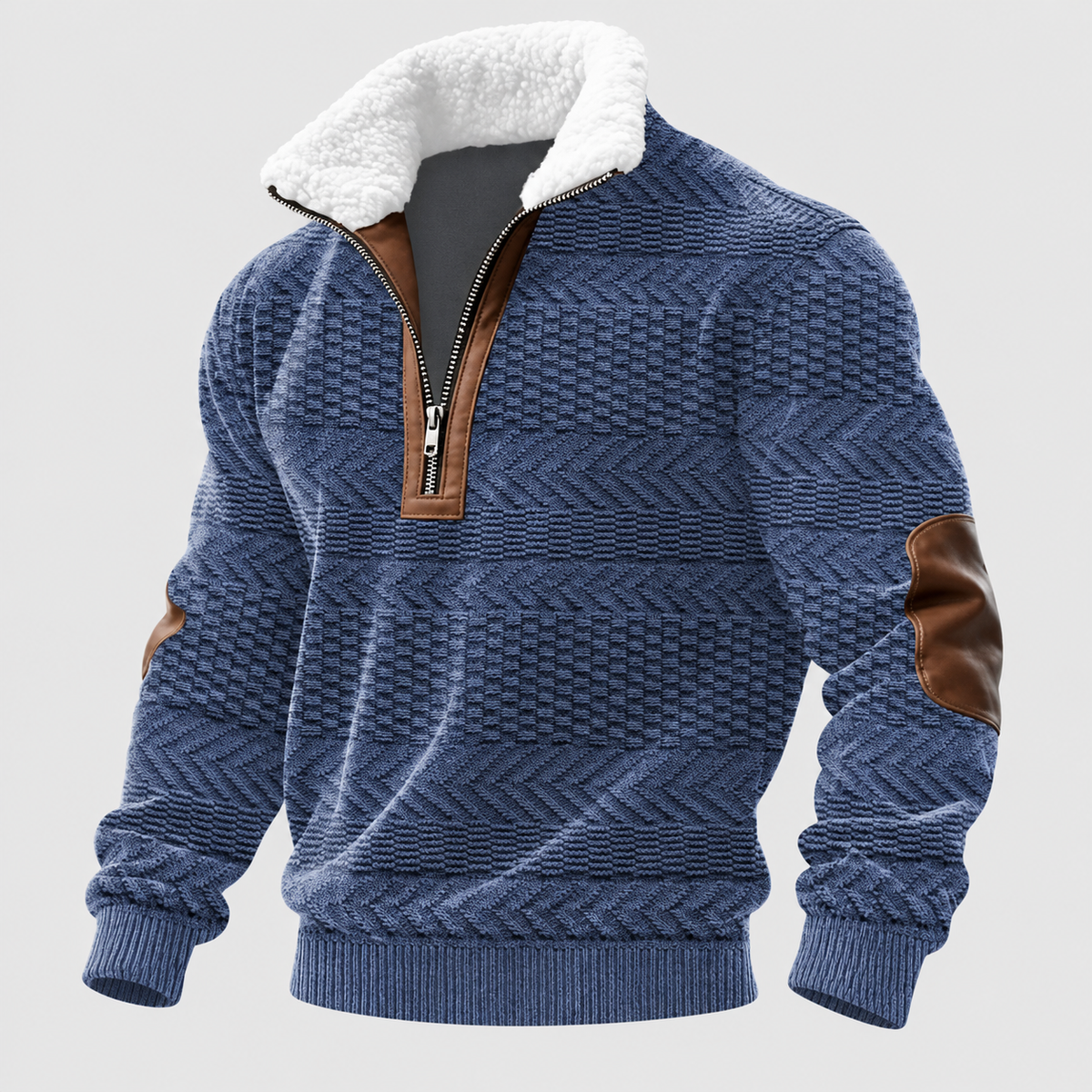 Edmund-James | Men’s Fleece-Collar Quarter-Zip Knit Sweater — S, M, L, XL, 2XL, 3XL, 4XL, 5XL