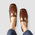 Eleanora-May | Women’s T-Strap Mary Jane Shoes — Brown