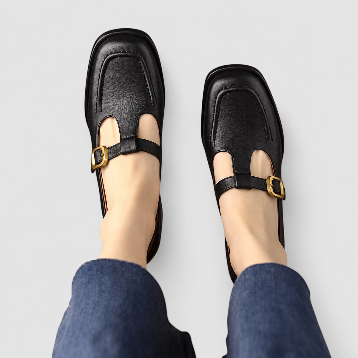Eleanora-May | Women’s T-Strap Mary Jane Shoes — Black