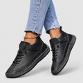 Elena | Women’s Casual Lace-Up Shoes with Stitched Sole — Black