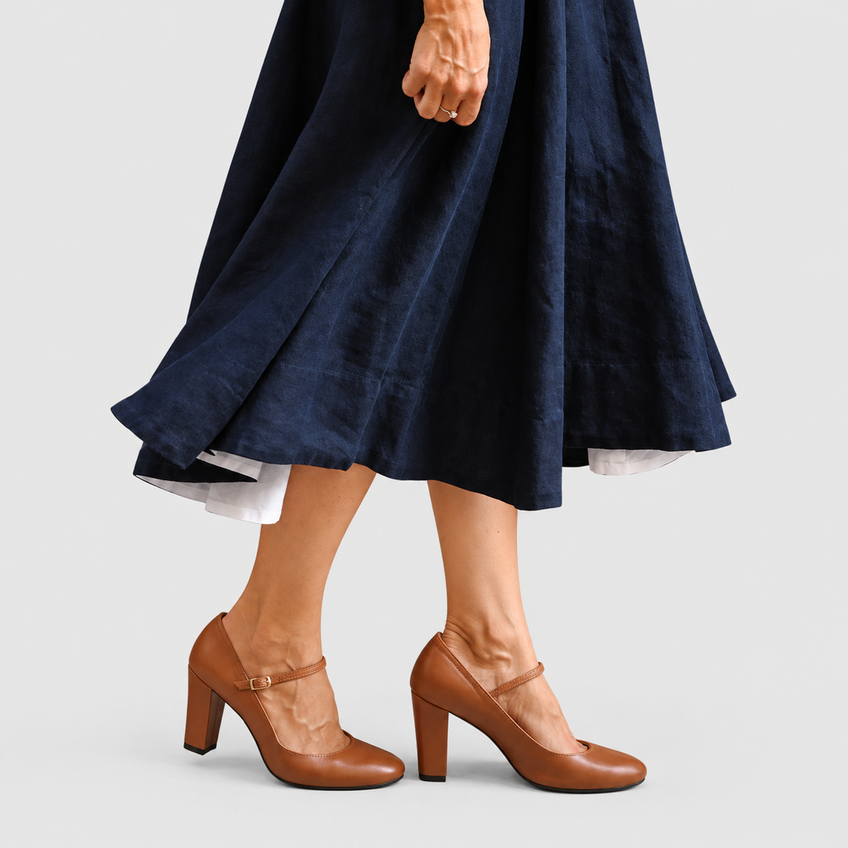 Eleri-Rose | Women’s Brown Block-Heel Mary Jane Shoes — product detail 2