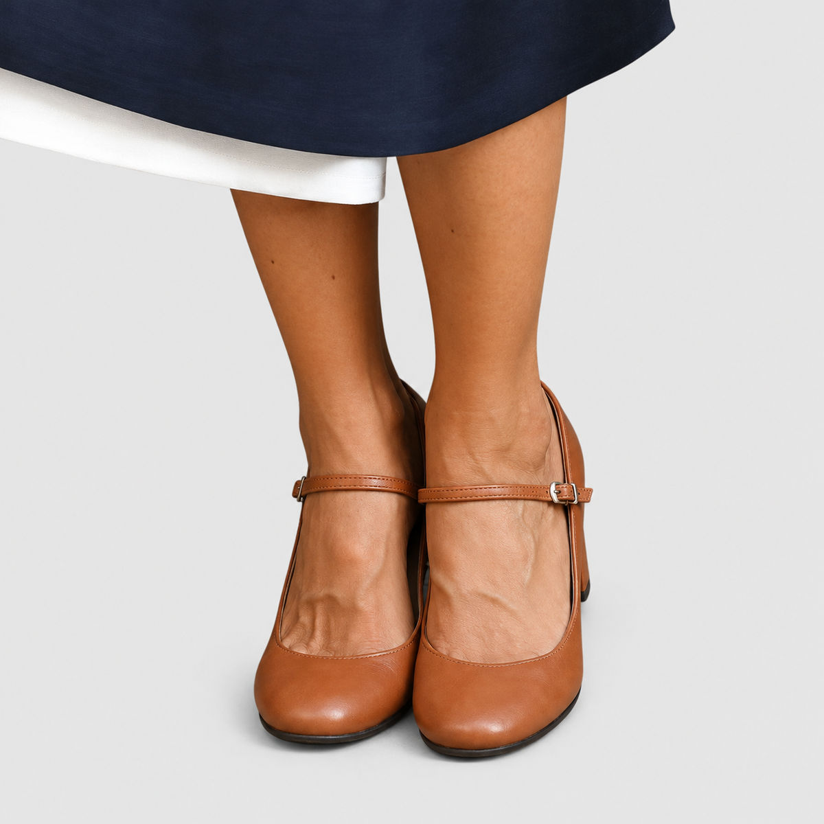 Eleri-Rose | Women’s Brown Block-Heel Mary Jane Shoes — product detail 3
