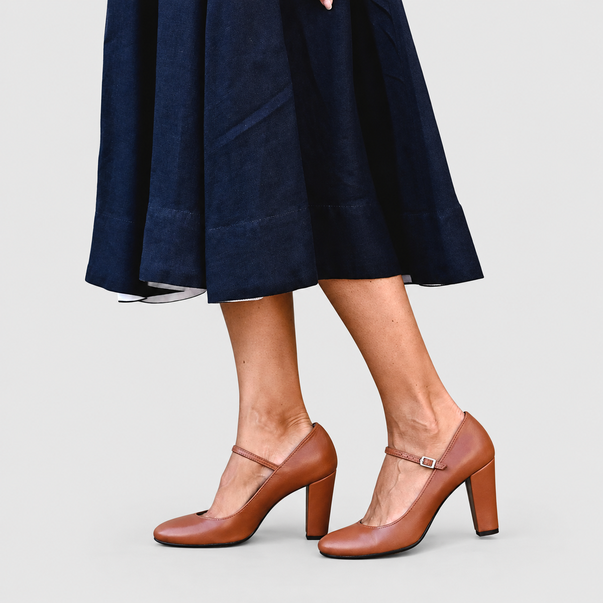 Eleri-Rose | Women’s Brown Block-Heel Mary Jane Shoes — product detail 4
