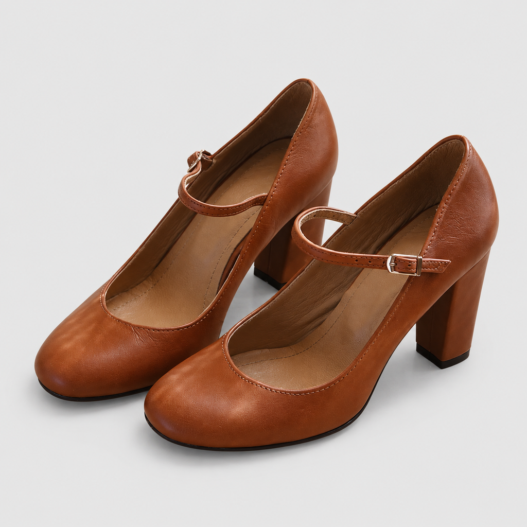 Eleri-Rose | Women’s Brown Block-Heel Mary Jane Shoes — product detail 5