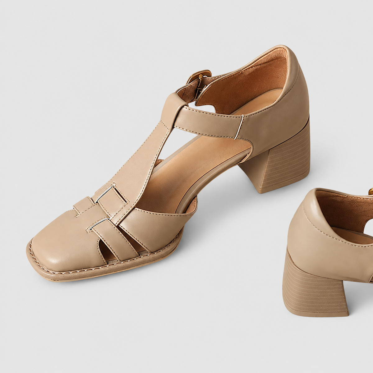 Eliana-Claire | Women’s T-Strap Block-Heel Shoes — product detail 5