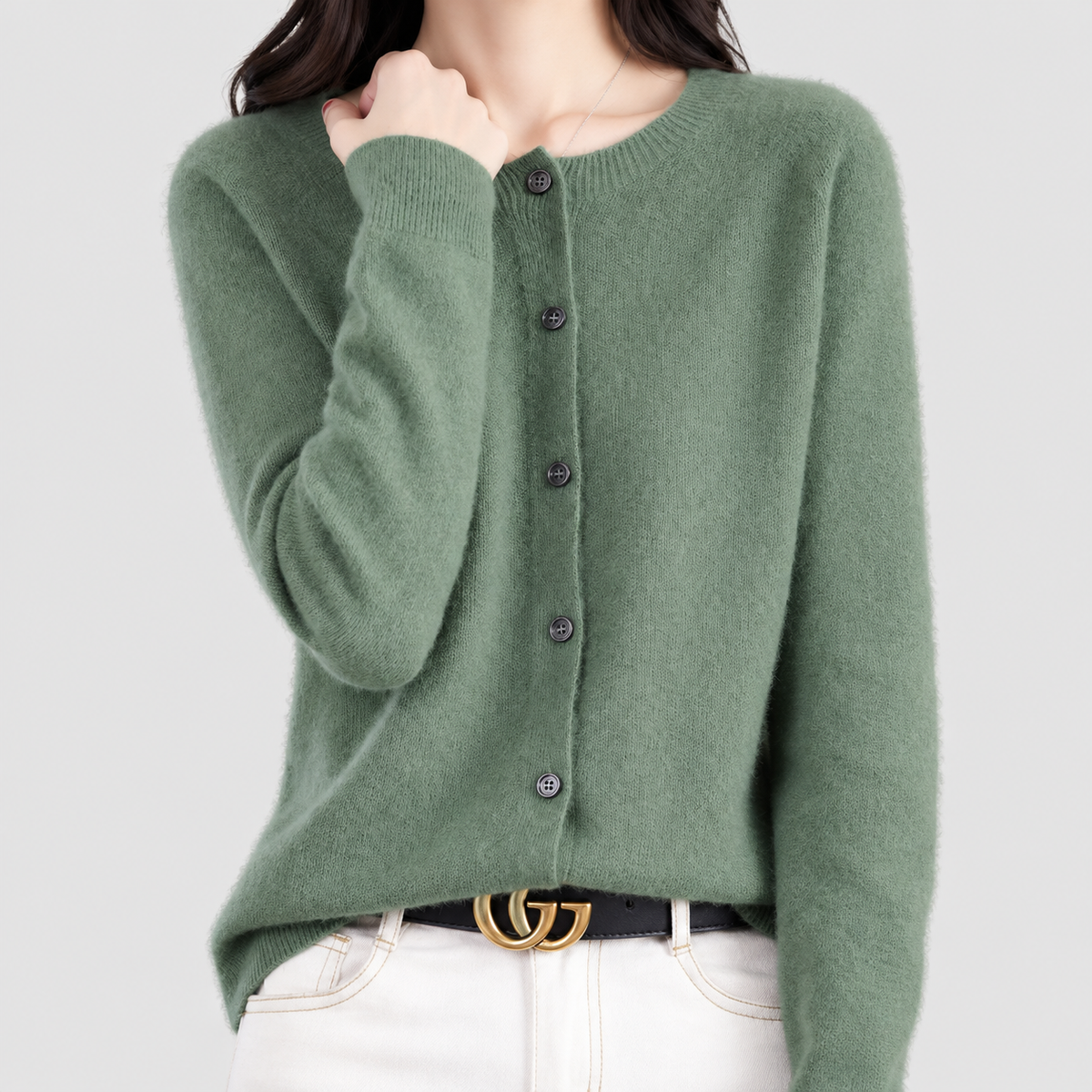Eliana | Women’s Soft Button-Up Cardigan — Green