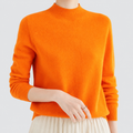 Elvira | Women’s Fine-Knit Mock-Neck Sweater — Orange
