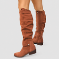 Emelina | Women’s Slouch Knee-High Block-Heel Boots — Brown