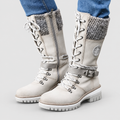 Emmeline | Women’s Combat Lace-Up Knee-High Boots — White